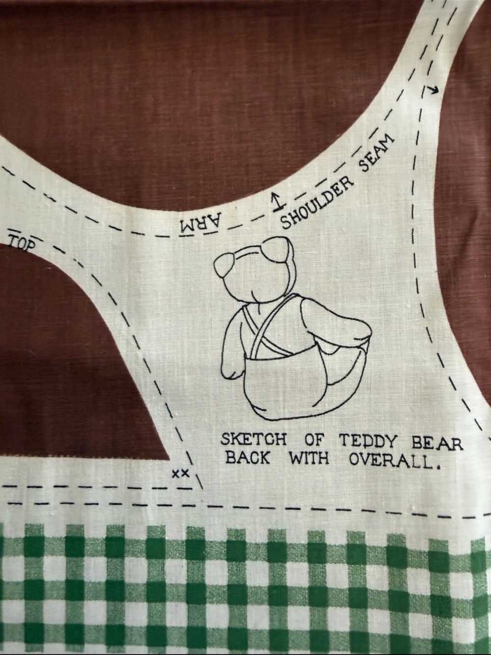 Vintage 1970s Cut & Sew Teddy Bear Toy Pillow Cotton w/Directions Handmade - Picture 3 of 9